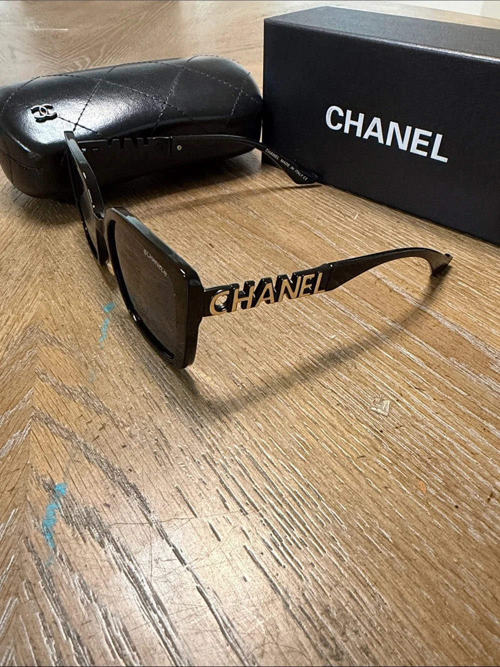 CHANEL Black Square Oversized Sunglasses